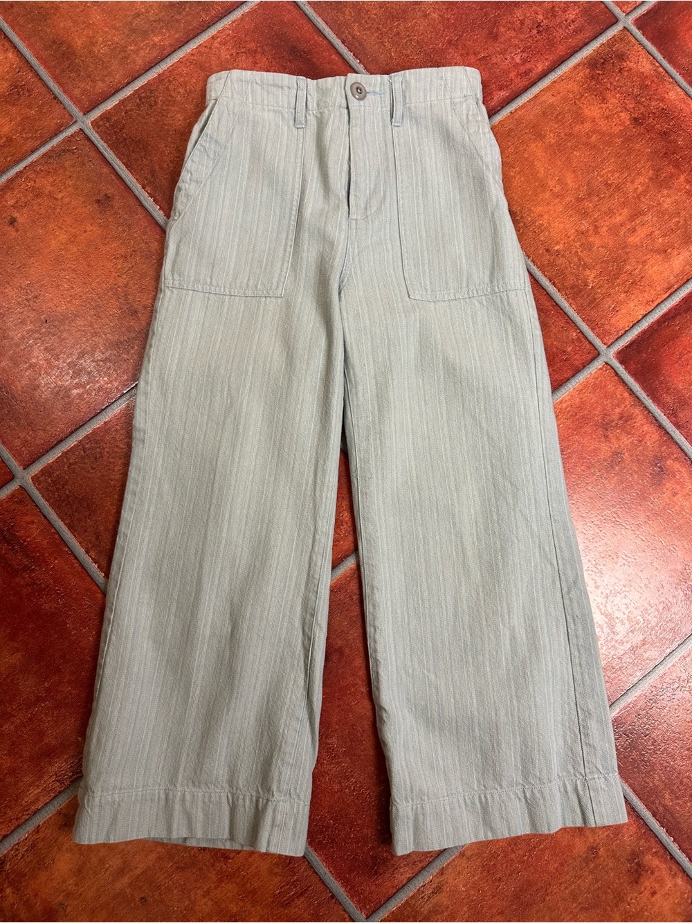 THE GREAT. Army Nerd Pants in Railroad Stripe